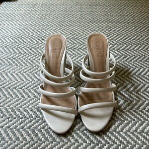 Schutz white block heel sandal